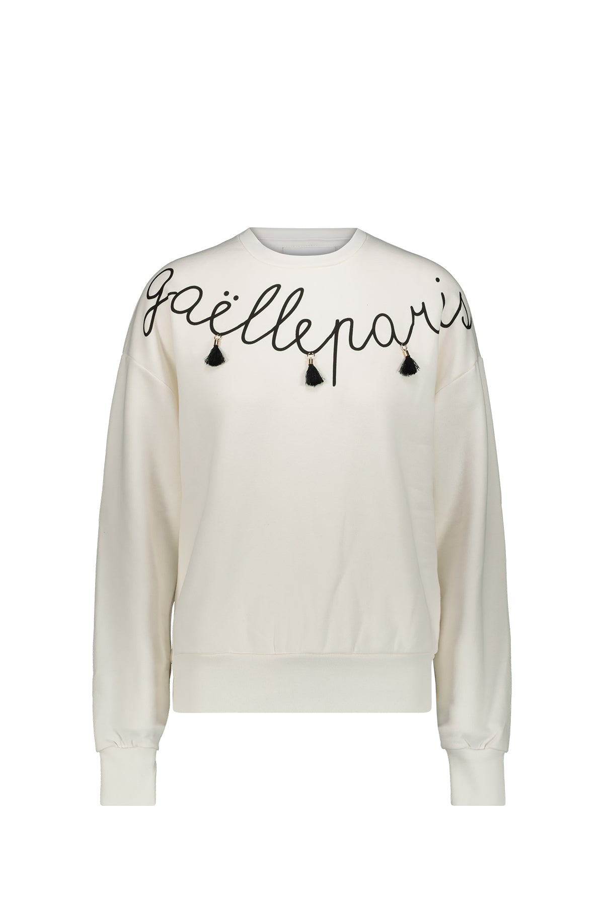 GAELLE PARIS Felpa Paricollo Con Stampa Bianco OFFWHITE