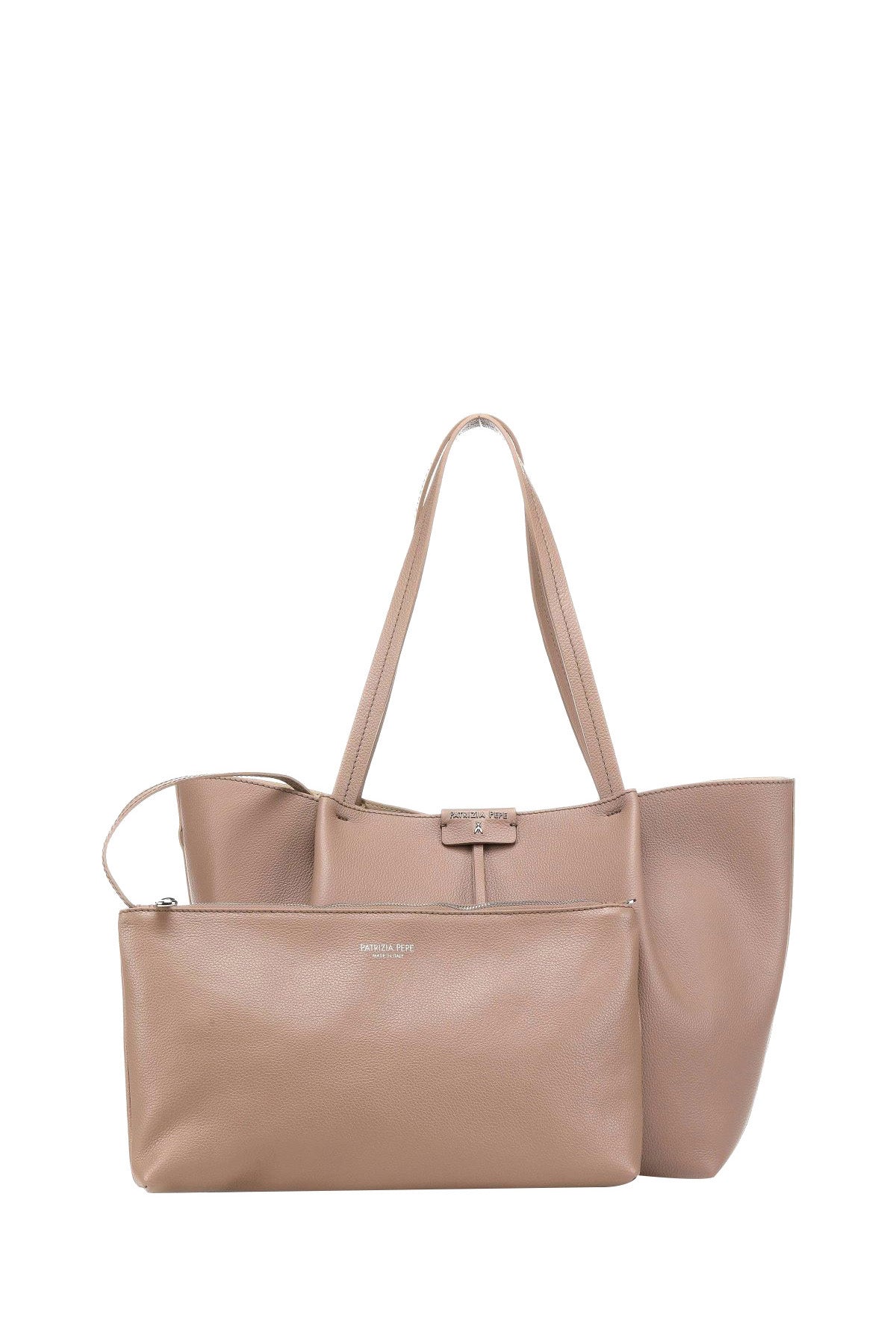 PATRIZIA PEPE PRE Borsa Shopping Con Logo Taupe TAUPE
