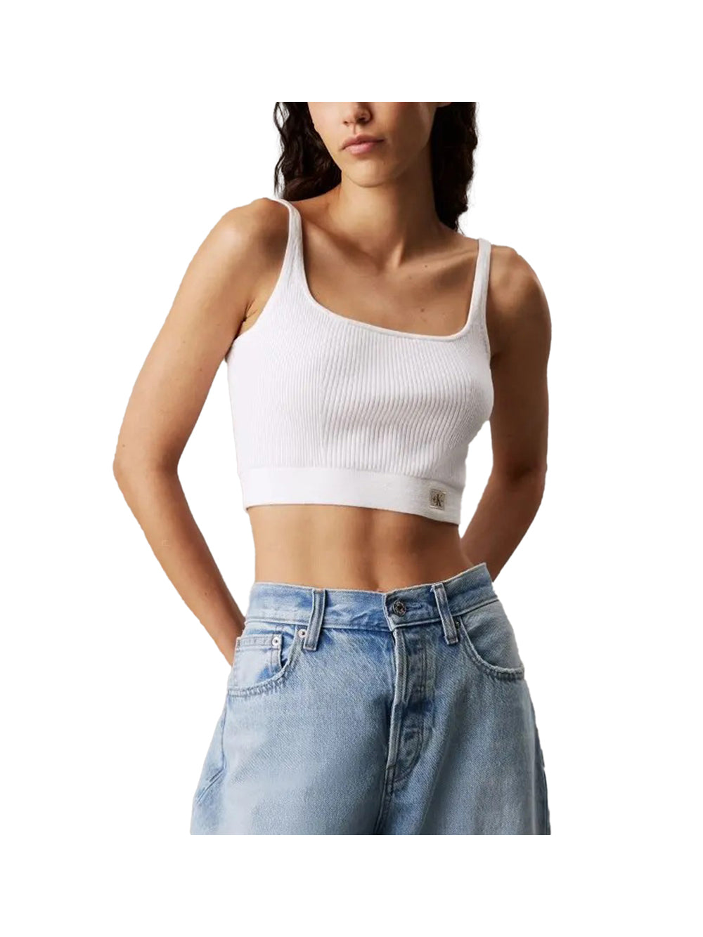 CALVIN2 2USCITA Calvin Klein Top Donna Brilliant White - Bianco Brilliant White