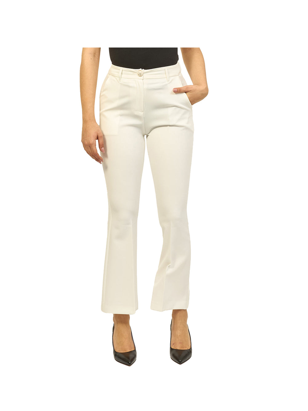 YES ZEE STC Yes Zee Pantalone Donna Bianco Bianco