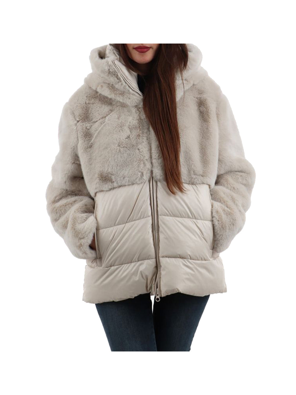 BLAUER Piumino Blauer Nylon Con Pelliccia Eco Fanevil Grigio Grigio