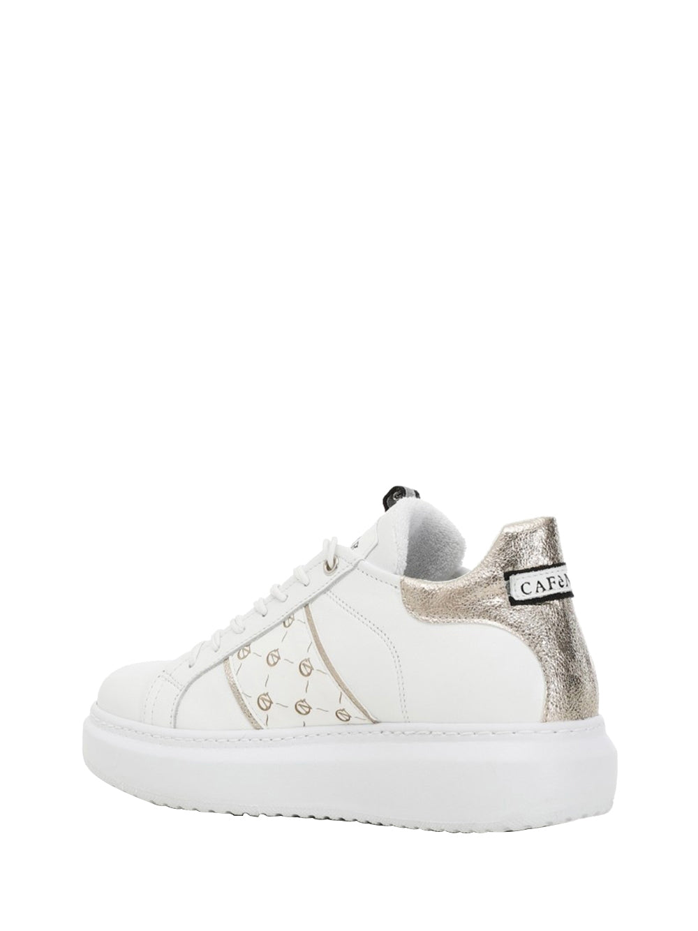 CAFE' NOIR STC Sneakers Café Noir In Pelle Con Fascia Logata Laterale Bianco Bianco