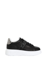CAFE' NOIR STC Sneakers Café Noir In Pelle Con Nastro Logato Con Strass Nero Nero