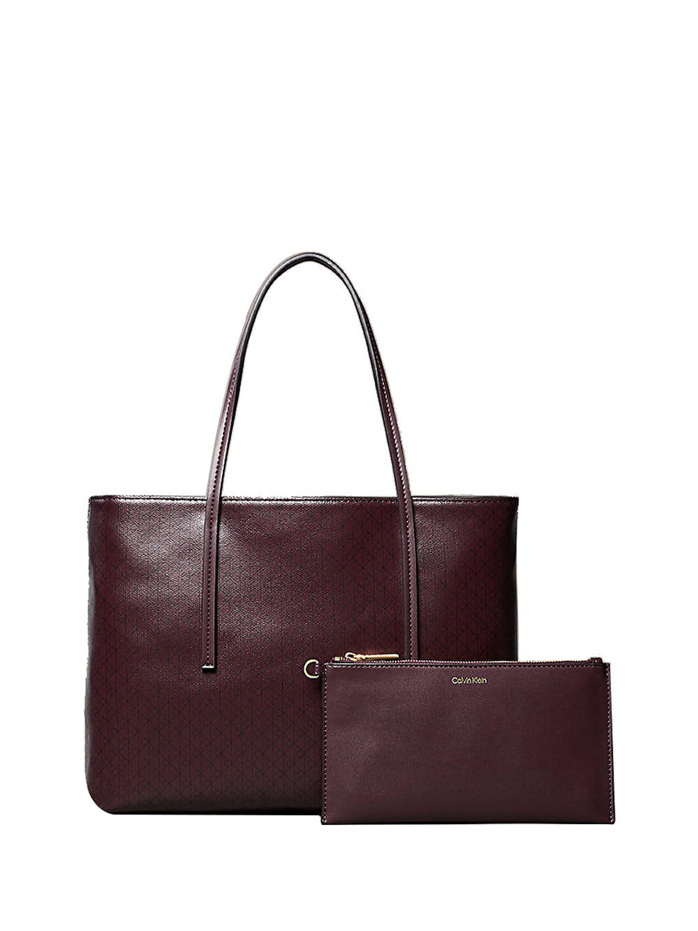 CALVIN ACC.2USCITA Borsa Tote Piccola Calvin Klein Con Emblema - Bordeaux BORDEAUX