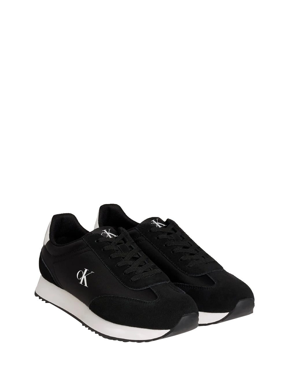 CALVIN CALZATURE Calvin Klein Retro Runner Lace Up Sneakers Uomo Nero/bianco - Nero Nero/bianco
