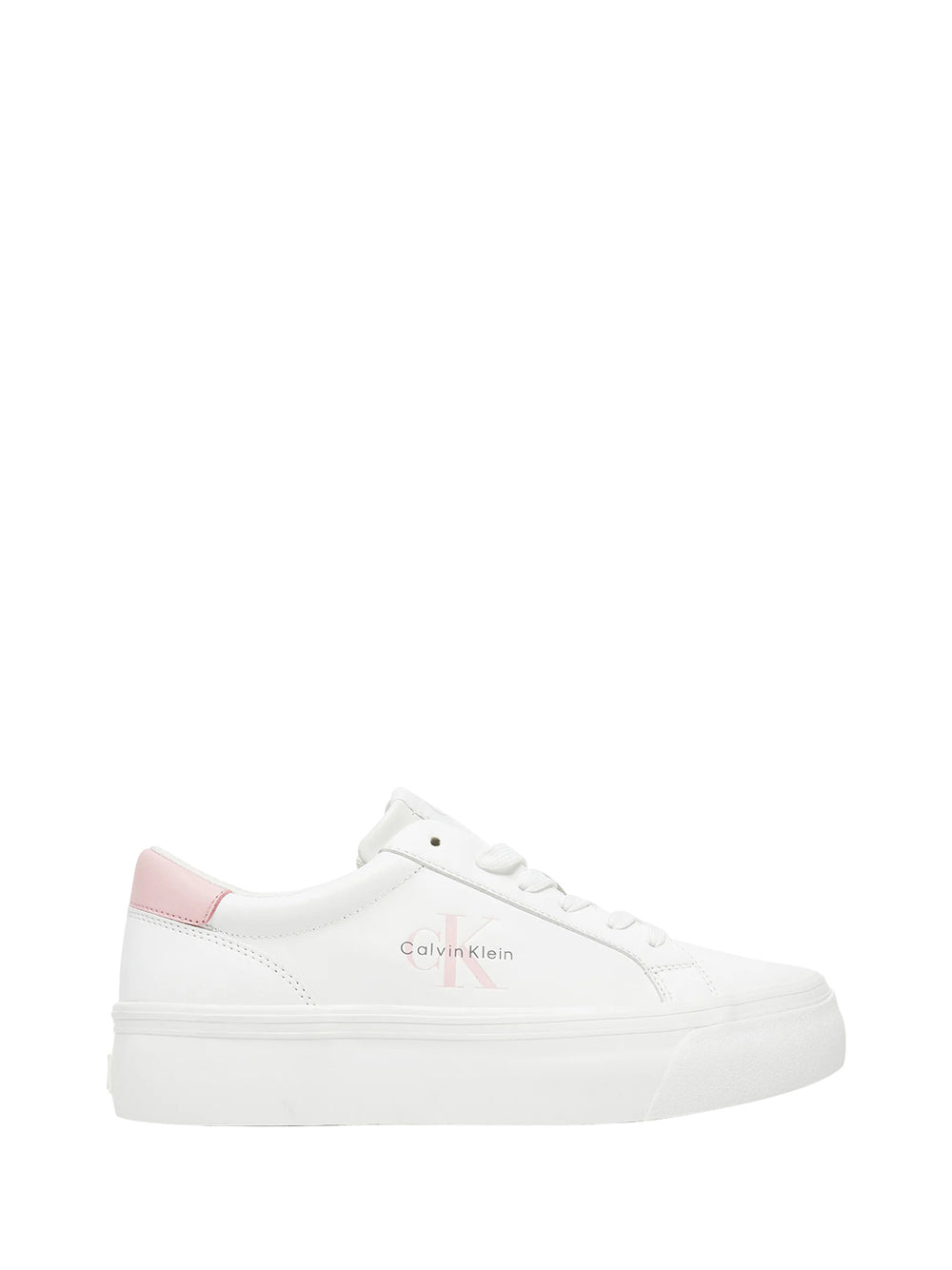CALVIN CALZATURE Calvin Klein Vulc Flatf Lth Logo Sneakers Donna Bianco/rosa - Bianco Bianco/rosa