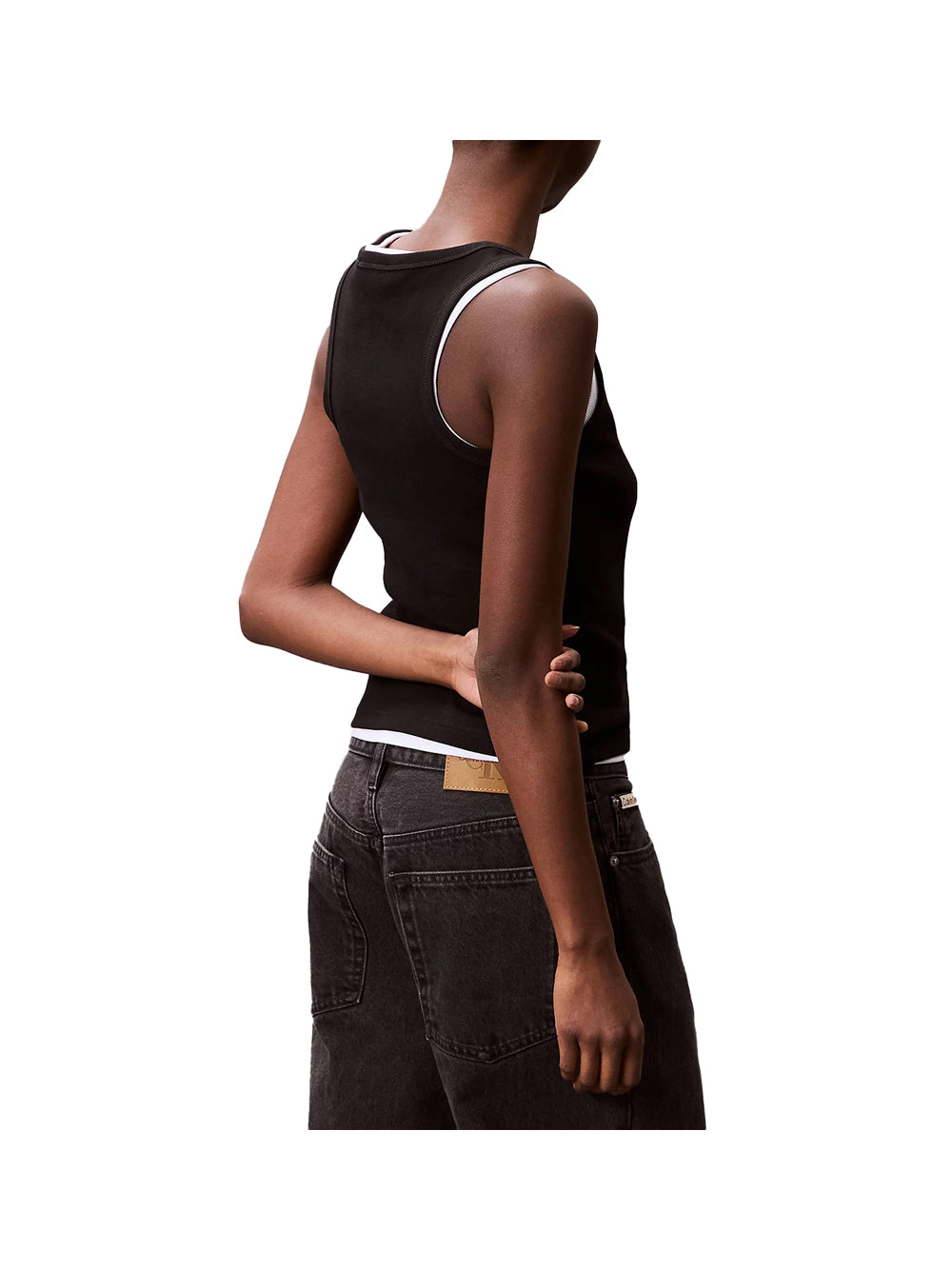 CALVIN2 1USCITA Guess Top A- Woven Label - Nero Nero
