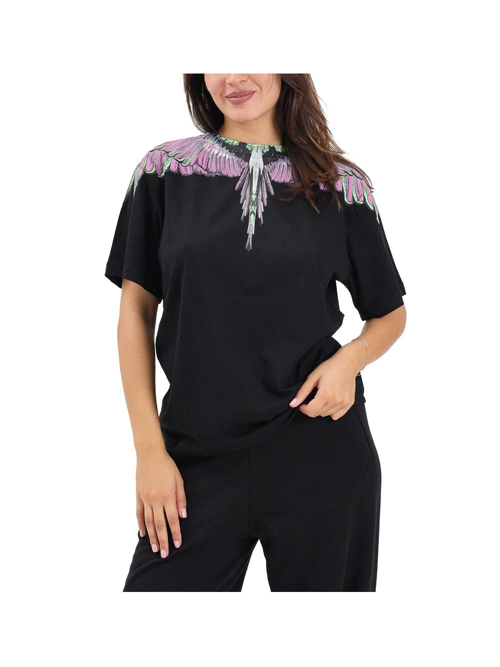 COUNTY OF MILAN County Of Milan T-Shirt Marcelo Burlon Con Stampa Wings Nero Rosa Nero/rosa