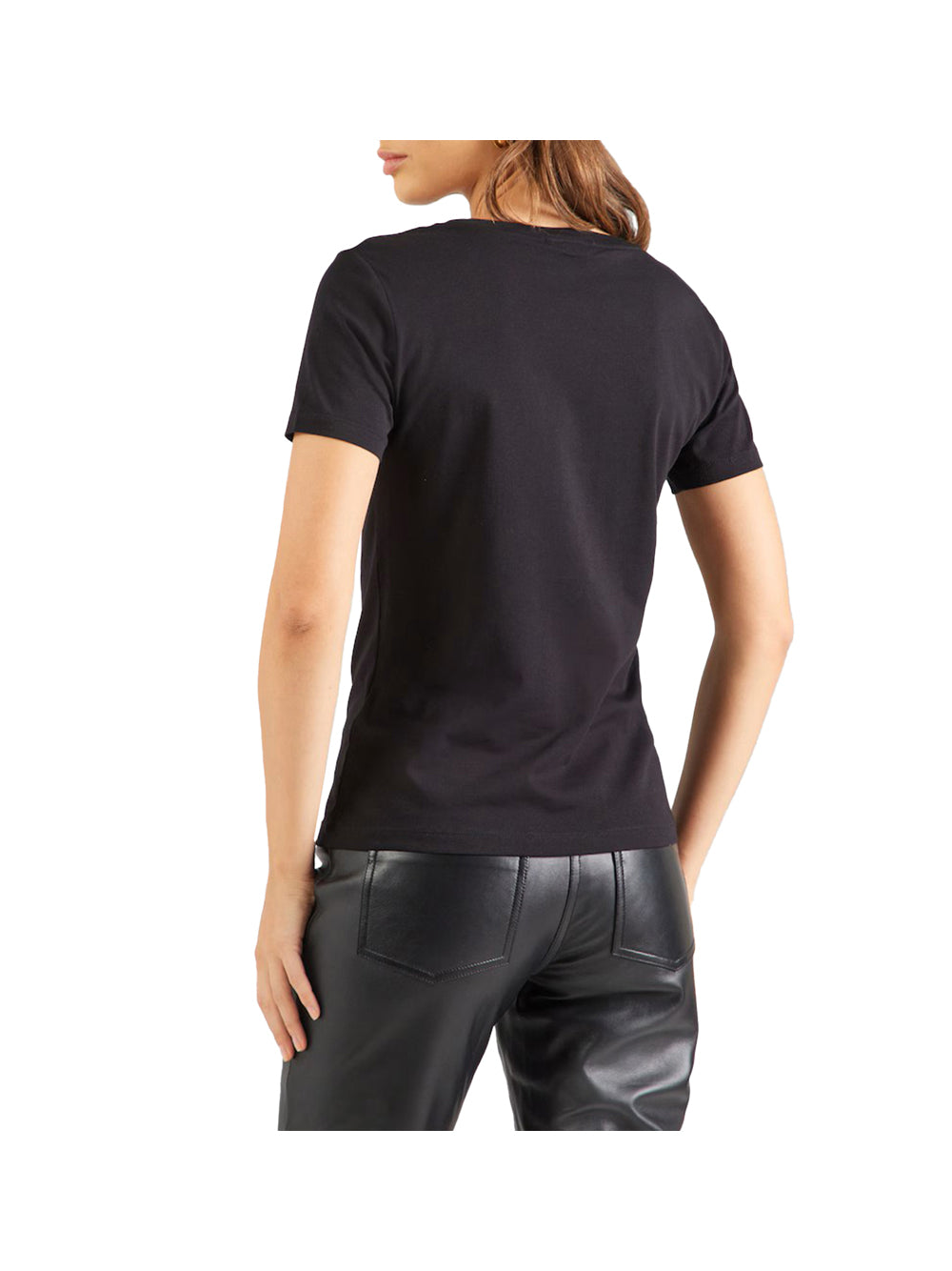 EA7 Ea7 T-Shirt Girocollo Logo Series In Cotone Stretch Con Strass Nero Nero