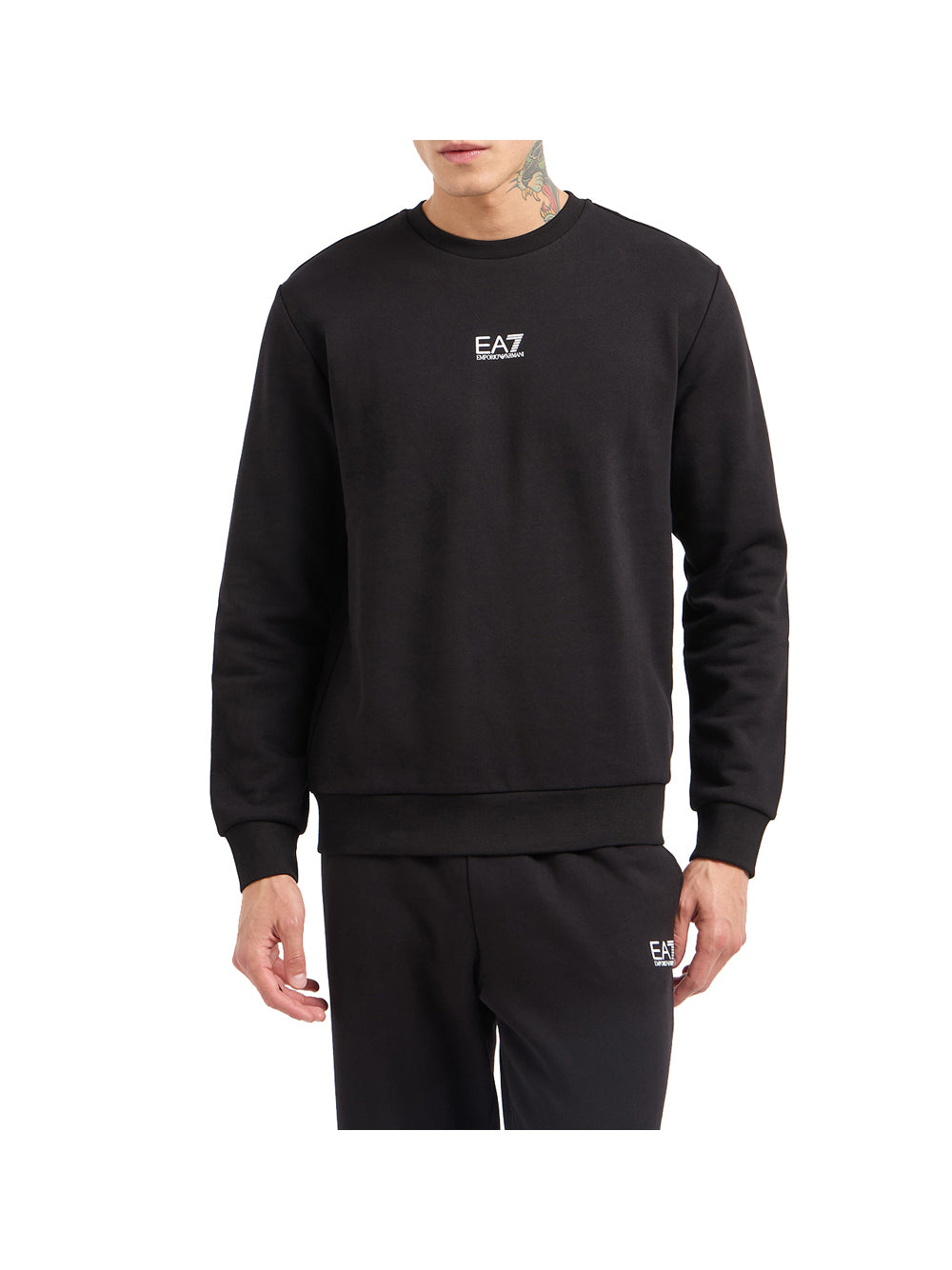 EA7 Ea7 Felpa girocollo Core Identity in misto cotone Nero Nero