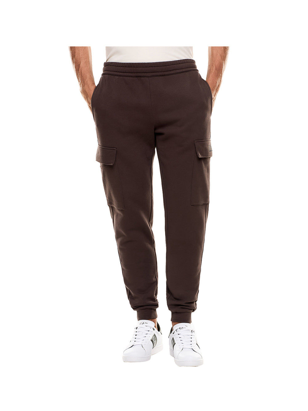 EA7 Pantaloni Cargo Core Identity In Misto Cotone - Marrone Marrone