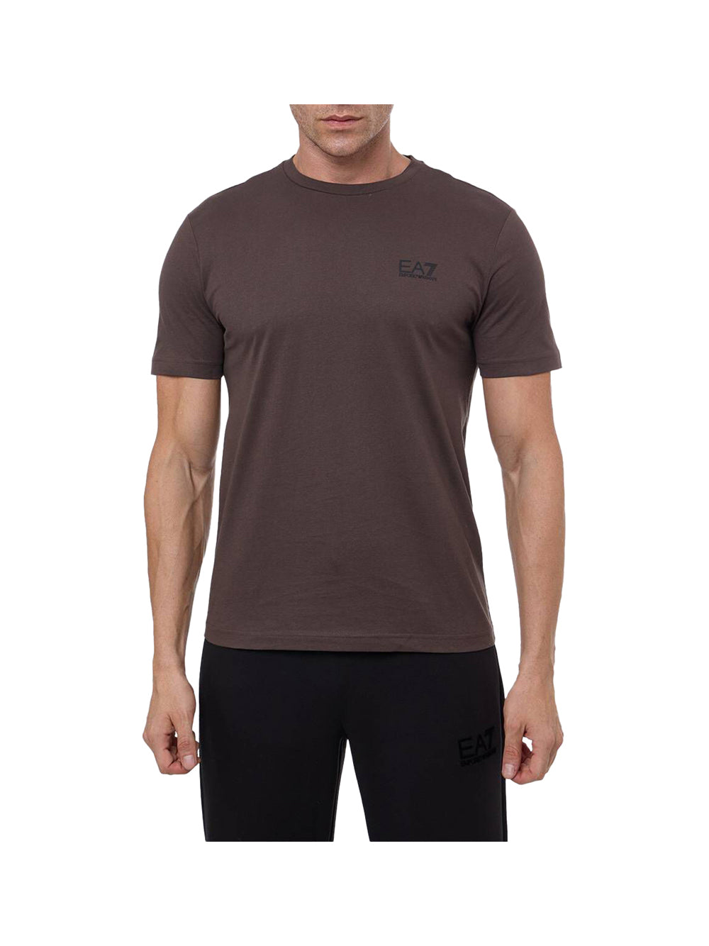 EA7 Ea7 T-shirt Core Identity in cotone Pima Marrone Marrone