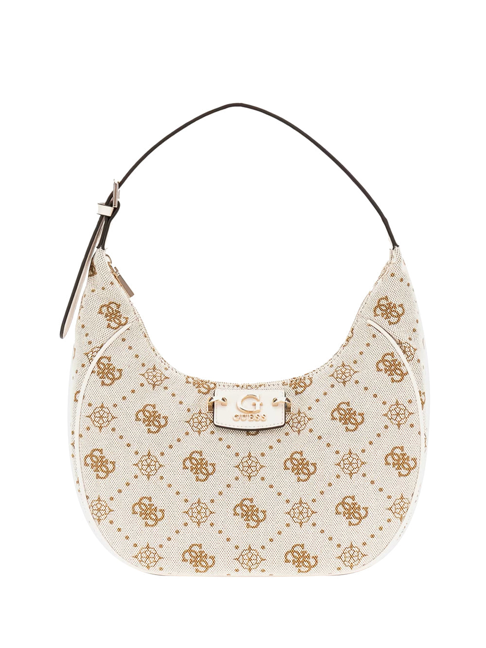 GUESS 1 USCITA Guess Neda Hobo Shoulder Bag Borsa a Mano Donna Off White Logo - Bianco Off White Logo