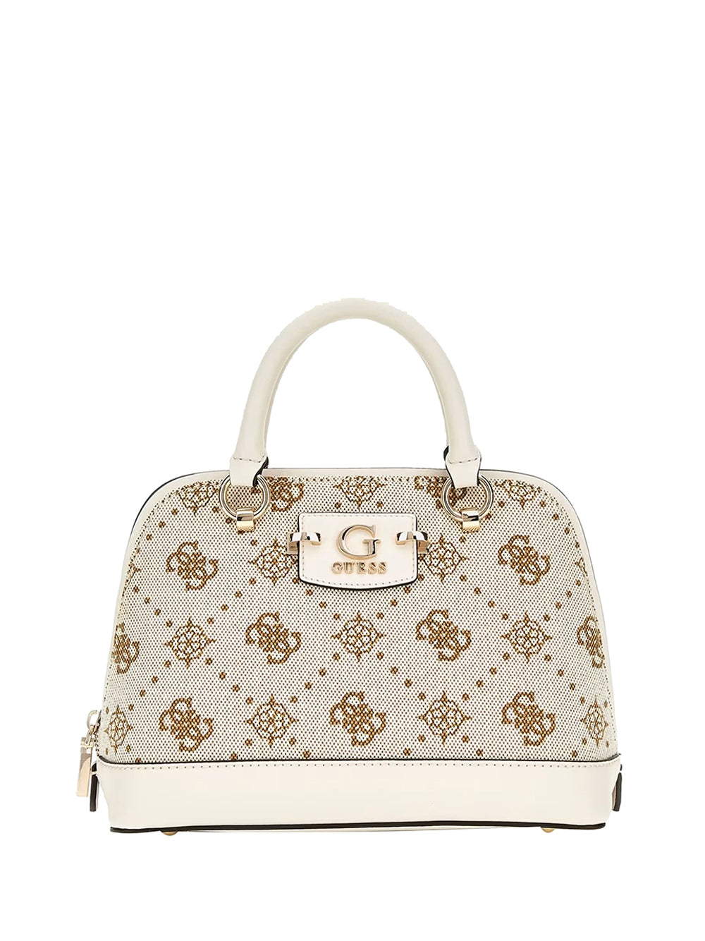 GUESS 1 USCITA Guess Borsa a Mano Neda Dome Satchel Donna Off White Logo - Bianco Off White Logo
