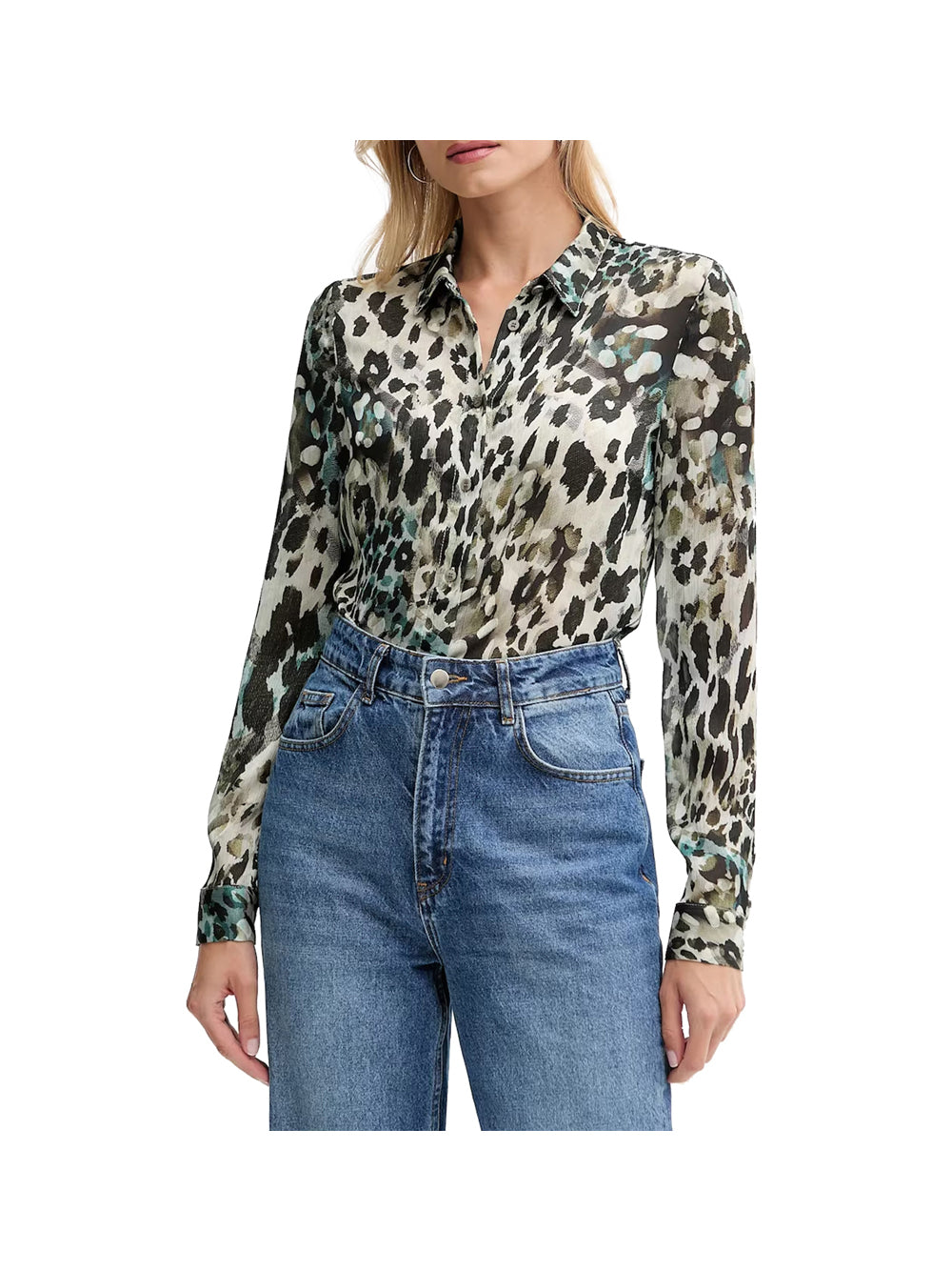 GUESS 1 USCITA Guess Camicia Ls Clouis Shirt Donna - Multicolore Aquarelle Leopard Pr