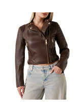 GUESS 1 USCITA Guess Giacca Biker In Similpelle Saffiano - Marrone Marrone