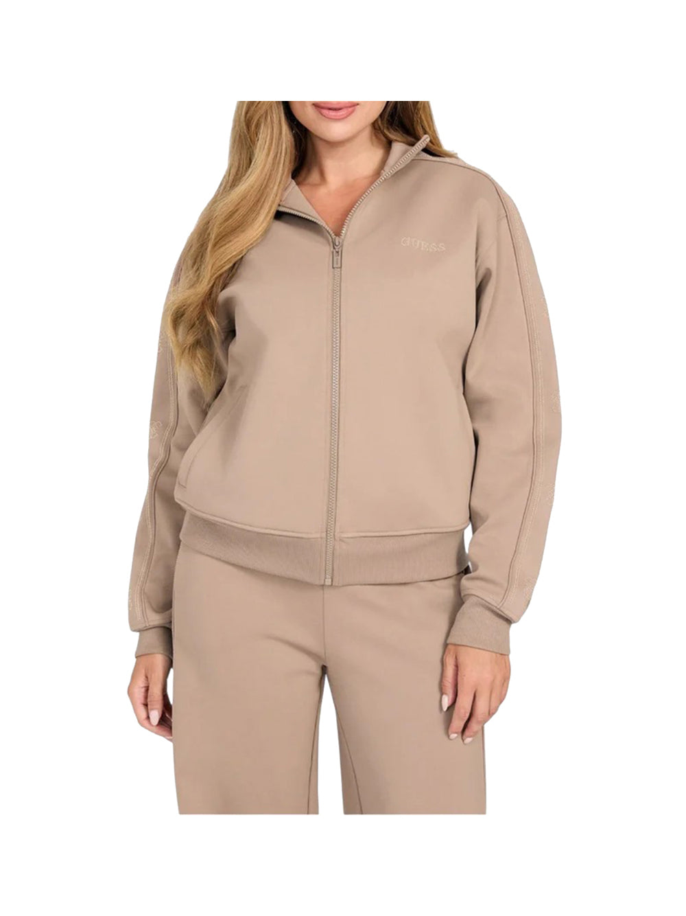 GUESS ATHLEISURE 2 USCITA Felpa Guess Octavia Full-Zip - Beige Silk taupe