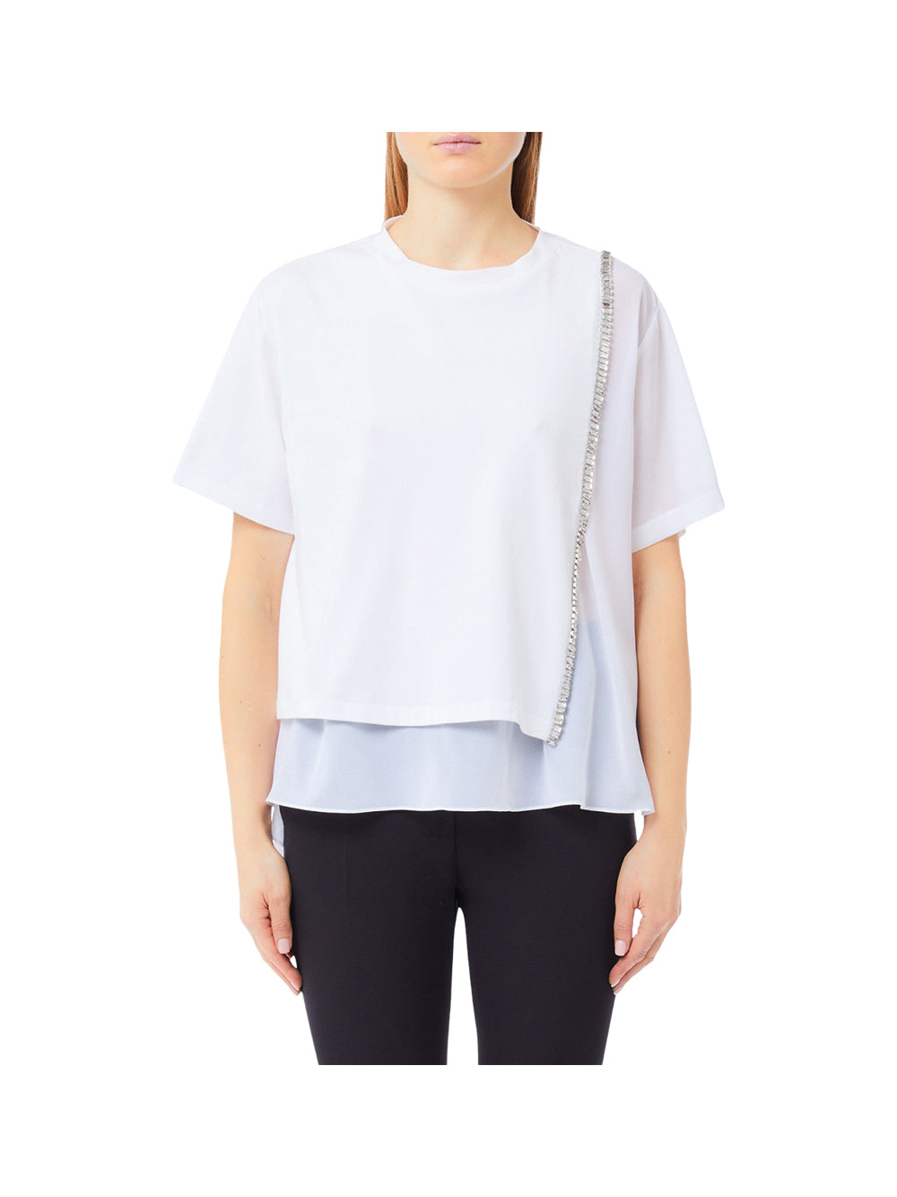 LIU.JO BLACK T-Shirt LIu Jo Asimm. C/ Accessorio - Bianco Ottico Bianco Ottico