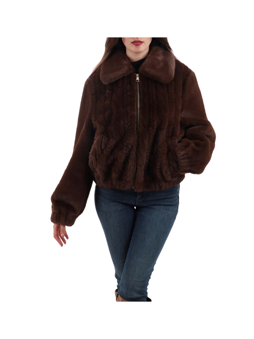 LIU.JO WHITE Liu Jo Bomber in teddy con trecce Cioccolato Cioccolato