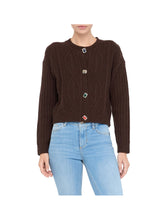 LIU.JO WHITE Cardigan Liu Jo In Lana Con Bottoni Gioiello - Marrone Cioccolato