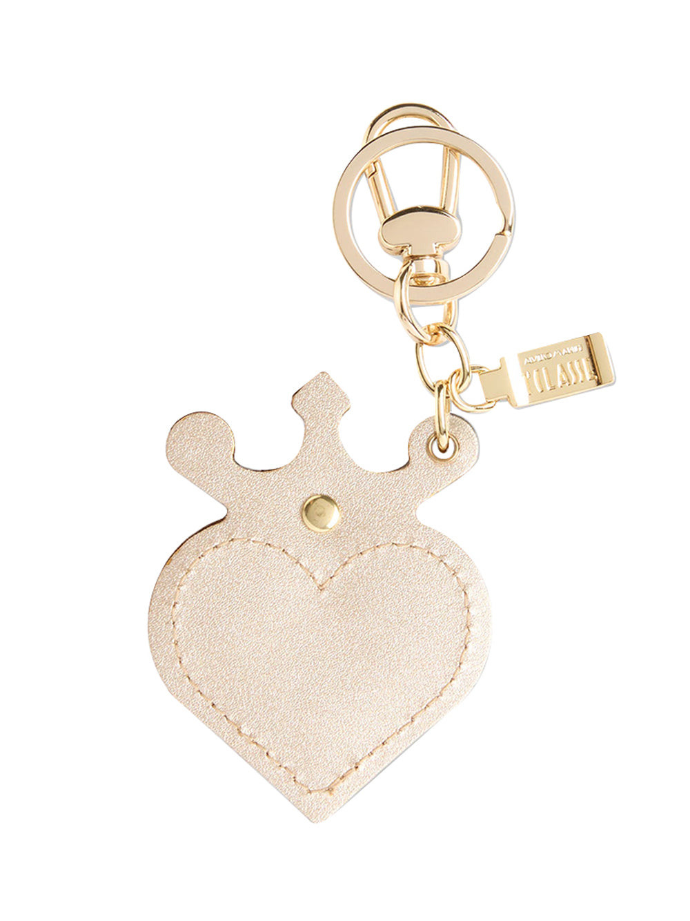 PRIMA CLASSE FLASH Alviero Martini Portachiavi Cuore in pelle laminata Oro Chiaro Oro