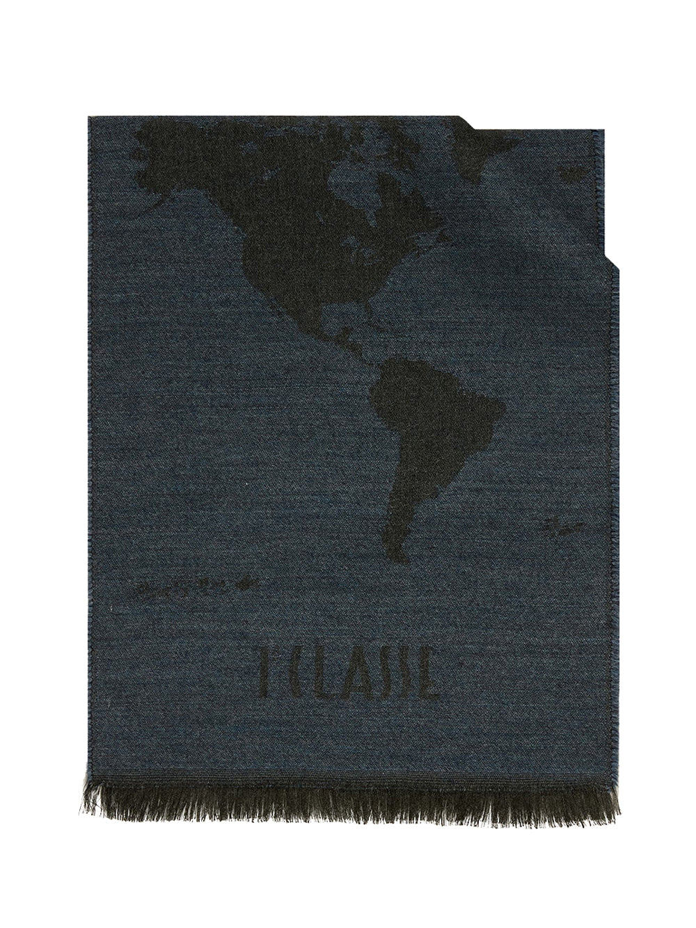 PRIMA CLASSE SETA Sciarpa Geo Pieno in misto lana e viscosa 30x180 Blu Lapis Blu Lapis