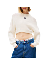 TOMMY JEANS 2USCITA Pullover Tommy Hilfiger squadrato con lana e distintivo Bianco Bianco