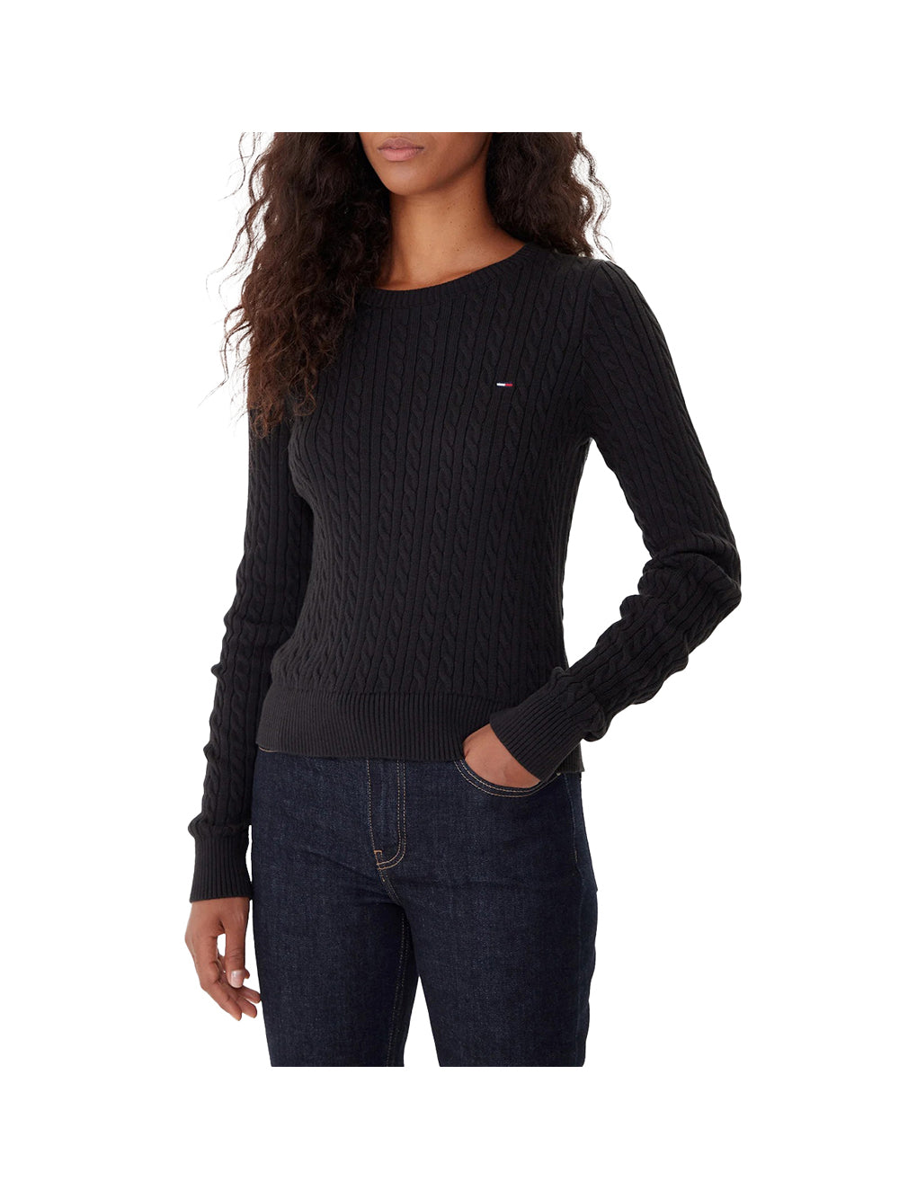 TOMMY JEANS 2USCITA Pullover Tommy Hilfiger slim fit in maglia intrecciata Nero Nero