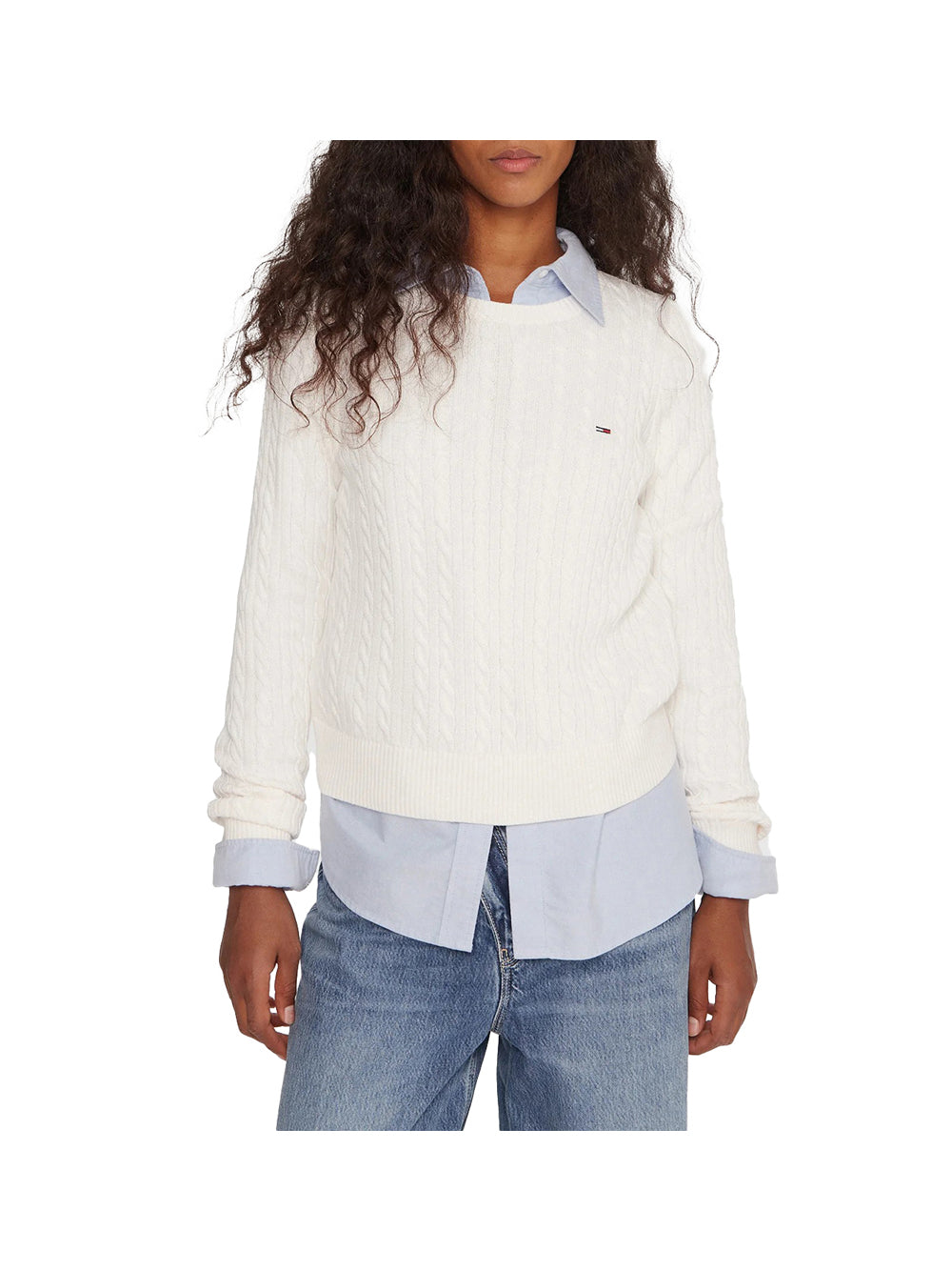 TOMMY JEANS 2USCITA Pullover Tommy Hilfiger slim fit in maglia intrecciata Bianco Bianco