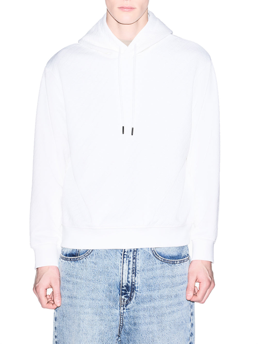 ARMANI EXCHANGE Armani Exchange Felpa con Cappuccio Jacquard Stretch Bianco Off White