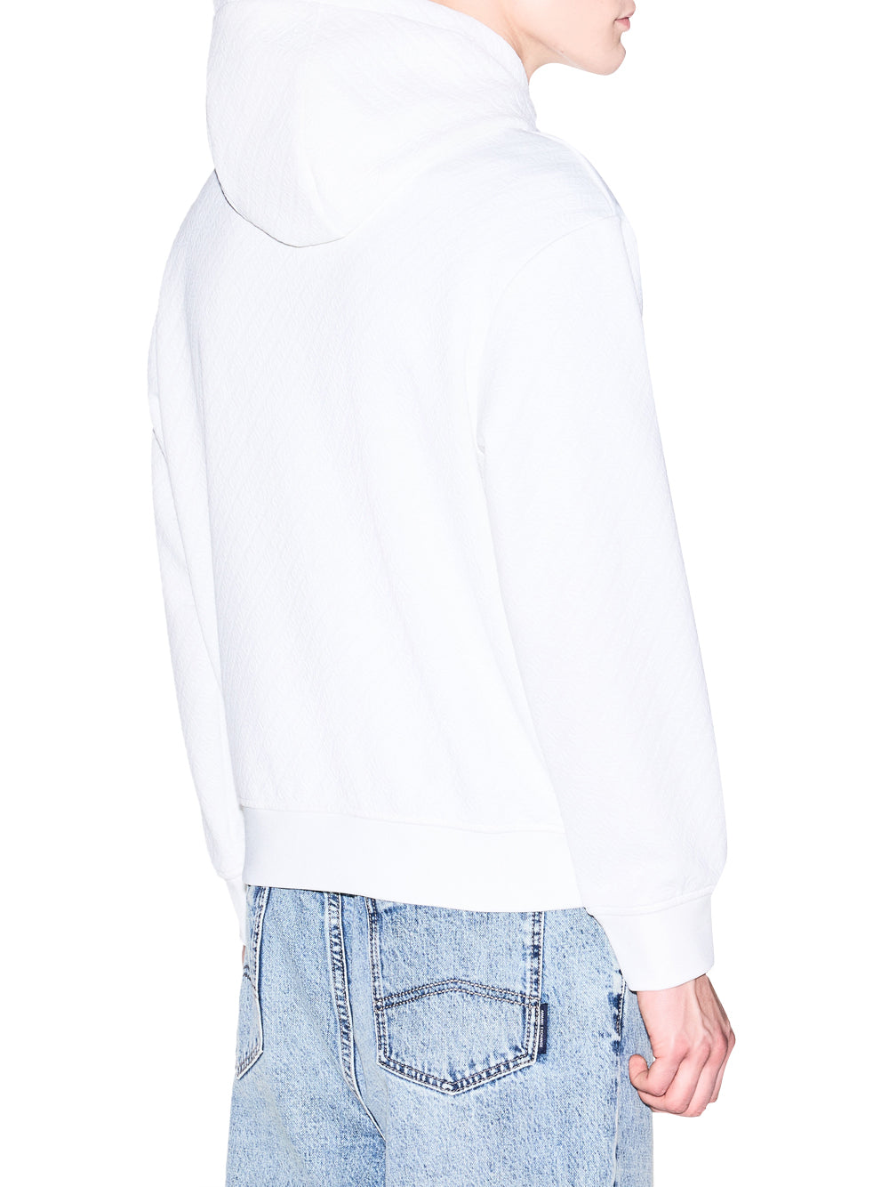 ARMANI EXCHANGE Armani Exchange Felpa con Cappuccio Jacquard Stretch Bianco Off White