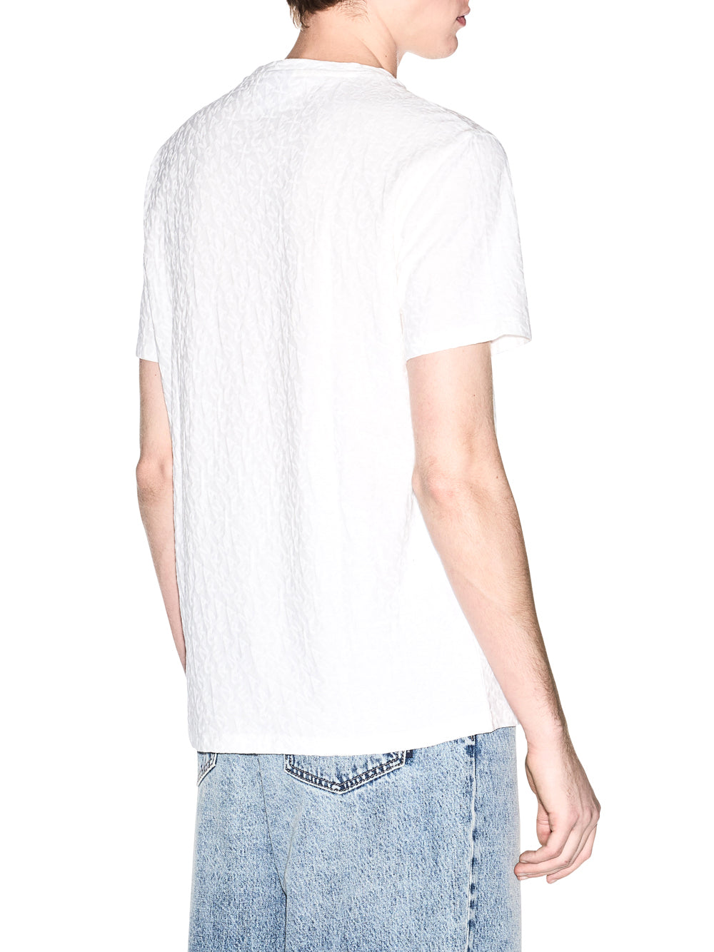 ARMANI EXCHANGE T-shirt Armani Exchange Slim Fit Jacquard in Cotone Mercerizzato Bianco Off White