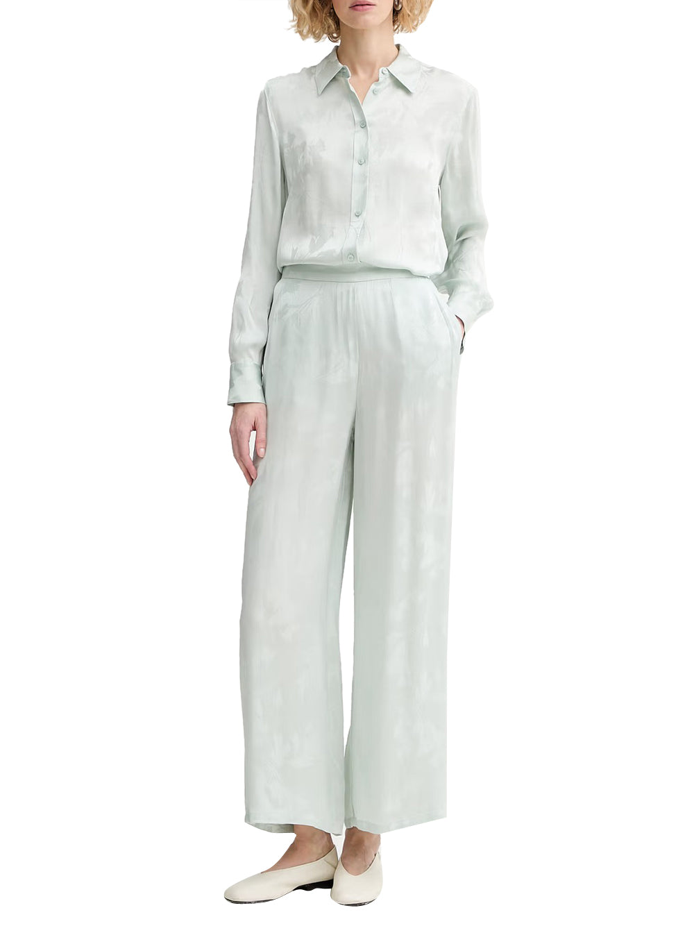 CALVIN 1LINEA 2USCITA Calvin Klein Pantalone Viscose Jacquard Ela - Verde Verde