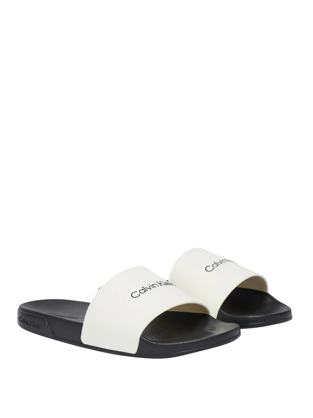 CALVIN CALZATURE 2USCITA Infradito Calvin Klein Chanclas Ess Slide Monobrand - Nero Bianco Black/Bright White