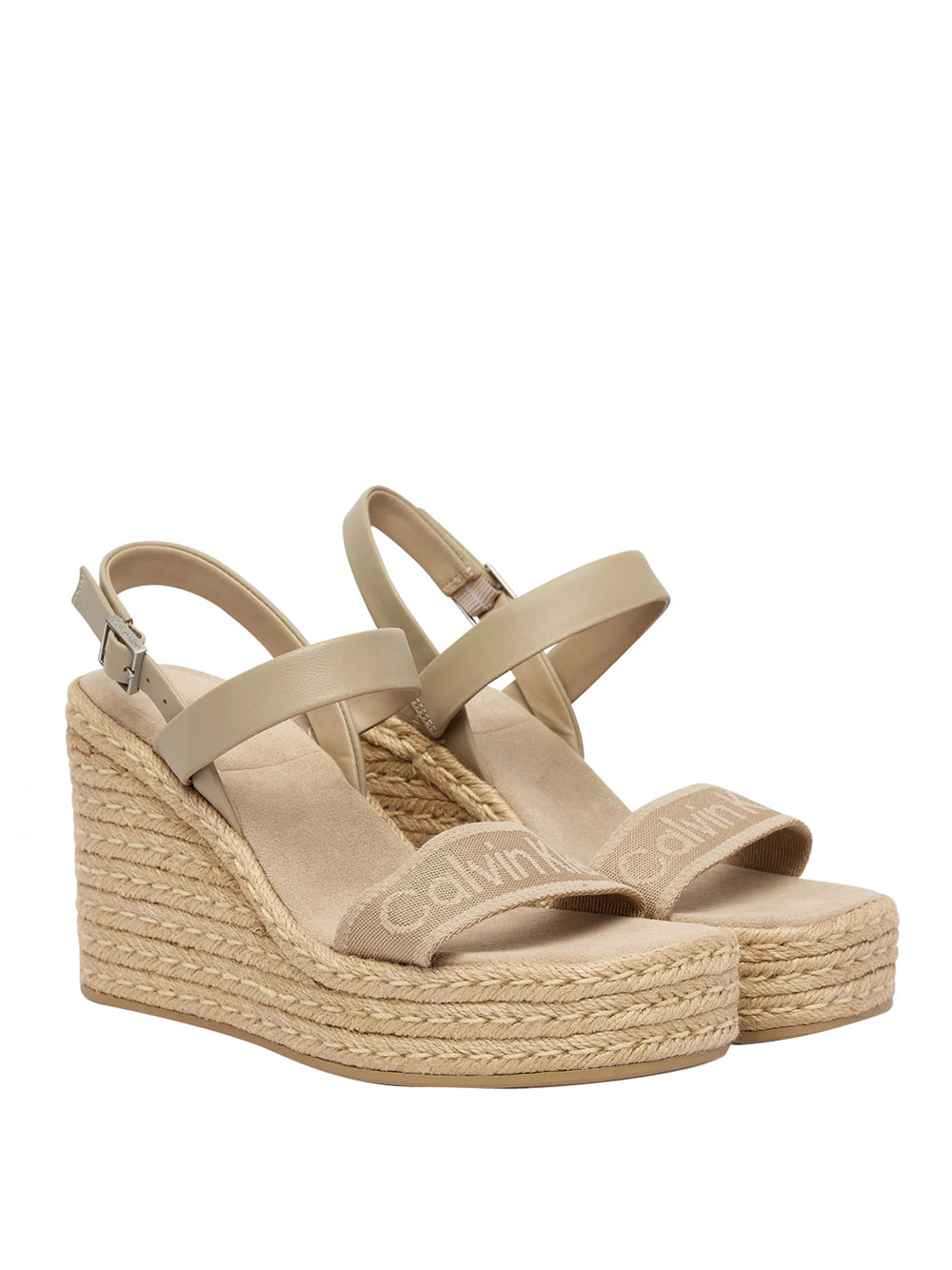 CALVIN CALZATURE 2USCITA Calvin Klein Sandalo Espadrillas Wedge Espad 70 Webbing Lth - Beige Beige