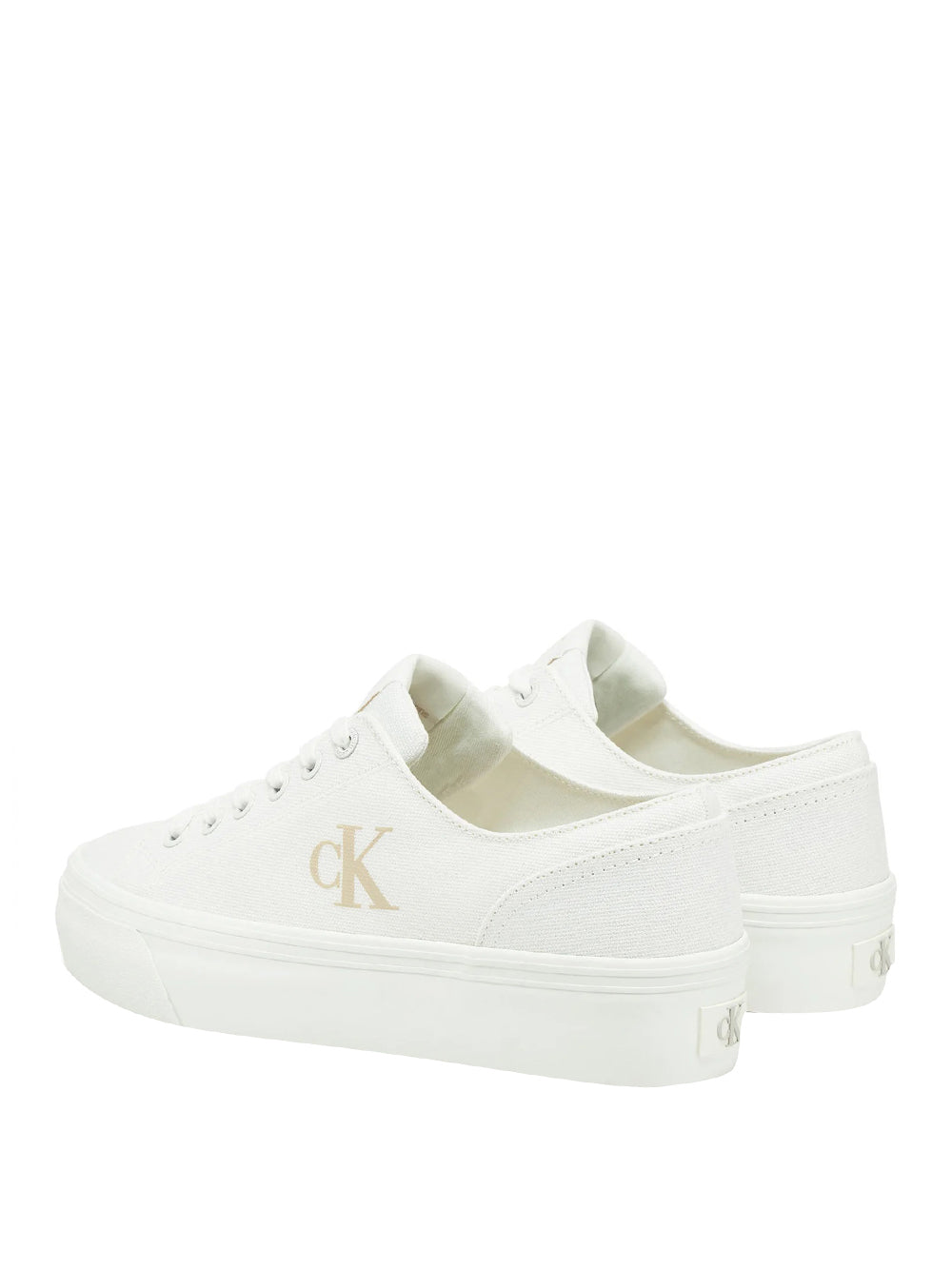 CALVIN CALZATURE 2USCITA Calvin Klein Sneakers In Tela Con Plateau E Logo - Bianco Triple Bright White