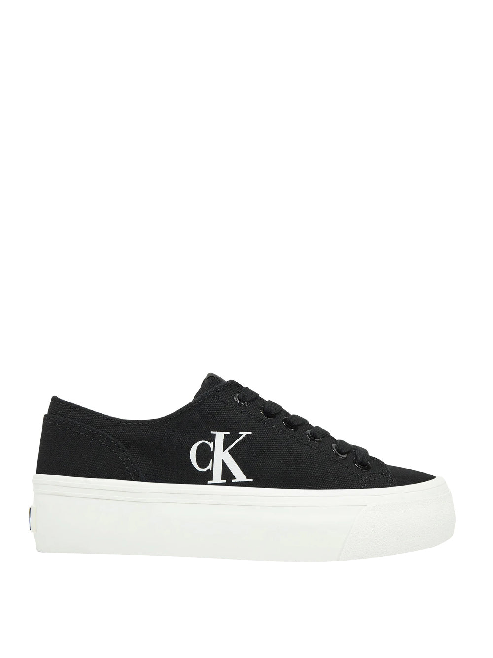 CALVIN CALZATURE 2USCITA Calvin Klein Sneakers In Tela Con Plateau E Logo - Nero Black/Bright White