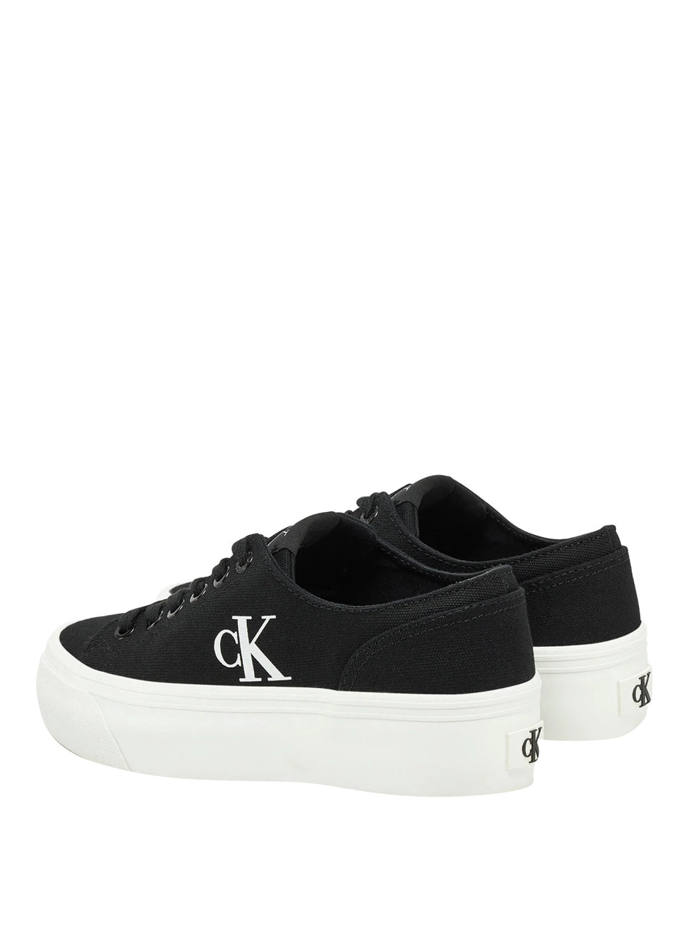 CALVIN CALZATURE 2USCITA Calvin Klein Sneakers In Tela Con Plateau E Logo - Nero Black/Bright White