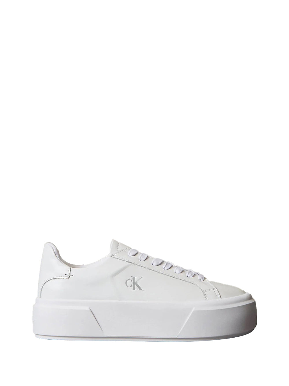 CALVIN CALZATURE 2USCITA Sneaker Calvin Klein Con Platform In Pelle Con Logo - Bianco Triple Bright White