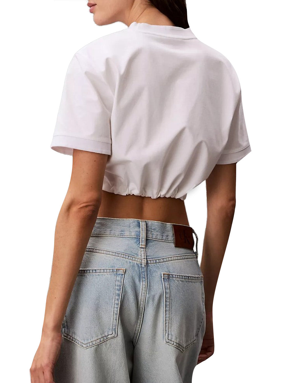 CALVIN2 2USCITA T-Shirt Calvin Klein Ss Cooling Jrsy Tie Waist Crop t Bianco Bright White