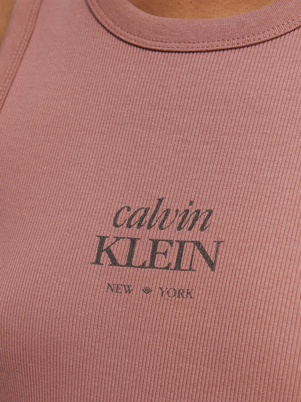 CALVIN2 2USCITA Calvin Klein Canotta In Cotone A Costine Sllim - Marrone Sierra Brown