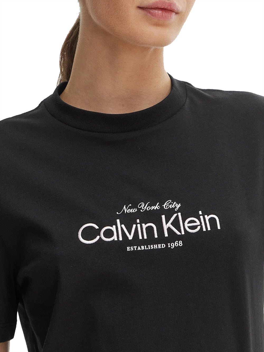 CALVIN2 2USCITA Calvin Klein T-Shirt Logo Frontale - Bianco BLACK