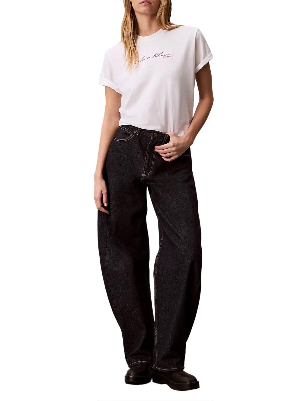 CALVIN2 2USCITA T-Shirt Calvin Klein Ss Graphic Boxy Tee - Bianco Bright White