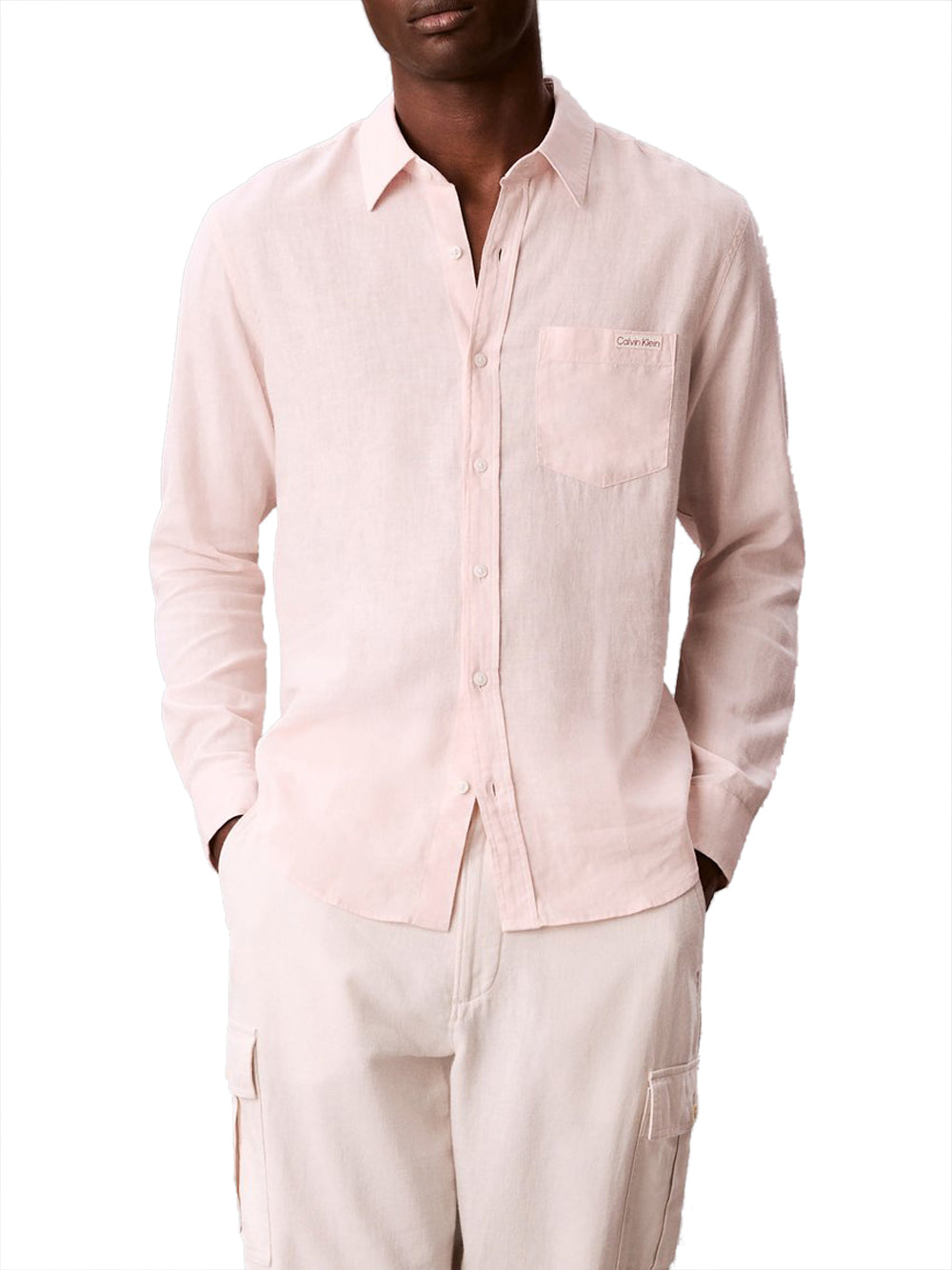 CALVIN2 2USCITA Calvin Klein Camicia In Tinta Unita - Pesca Prairie Peach