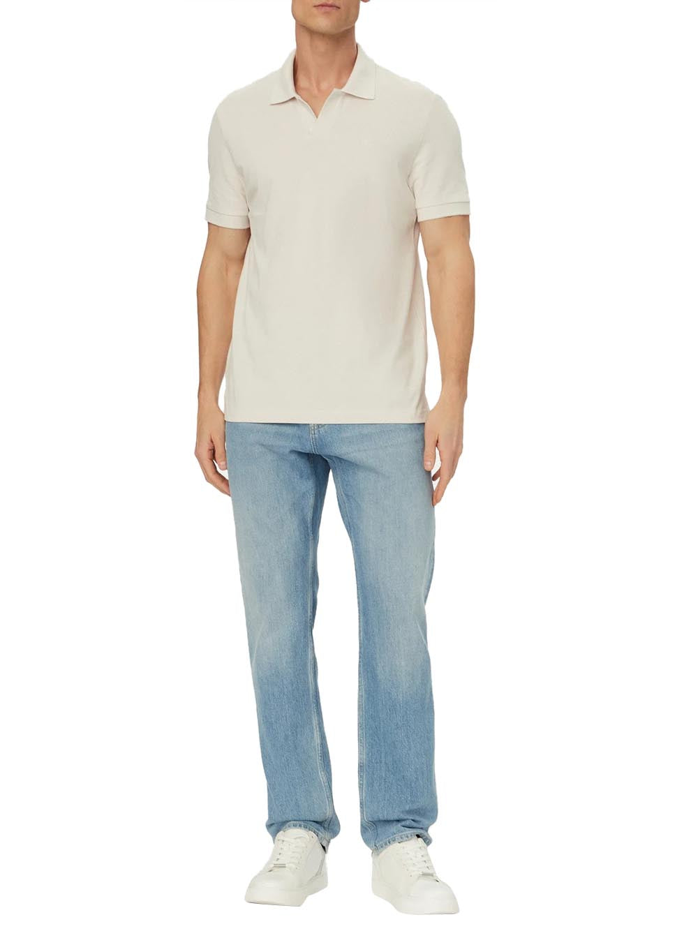 CALVIN2 2USCITA Polo Calvin Klein Ss Open Collar Casual White Sand White Sand