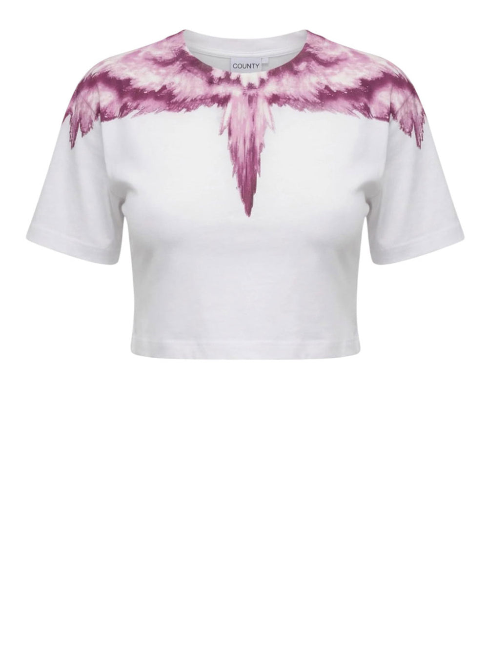 COUNTY OF MILAN T-Shirt Crop Marcelo Burlon In Jersey - Bianco/Rosa Bianco/rosa