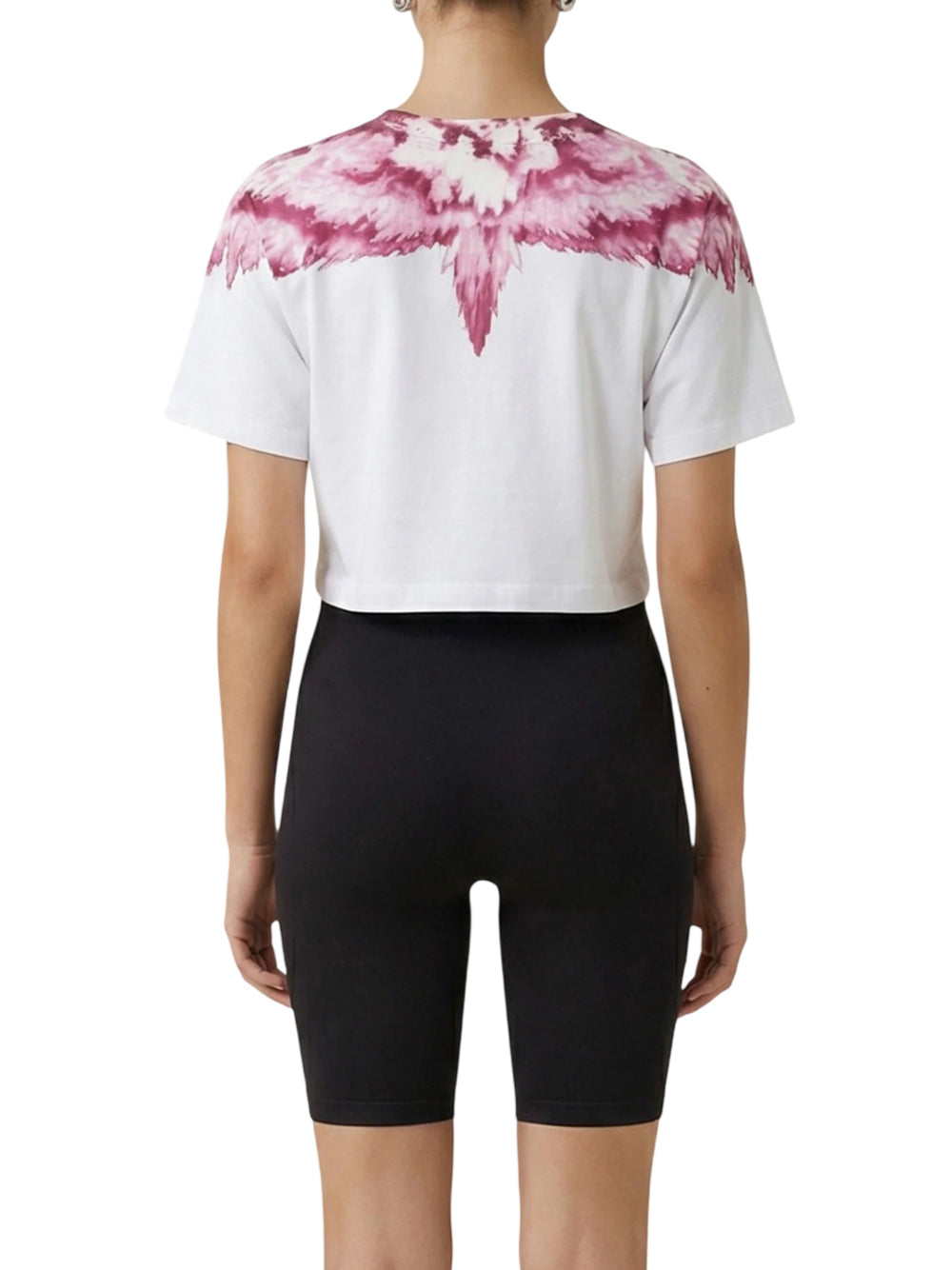 COUNTY OF MILAN T-Shirt Crop Marcelo Burlon In Jersey - Bianco/Rosa Bianco/rosa