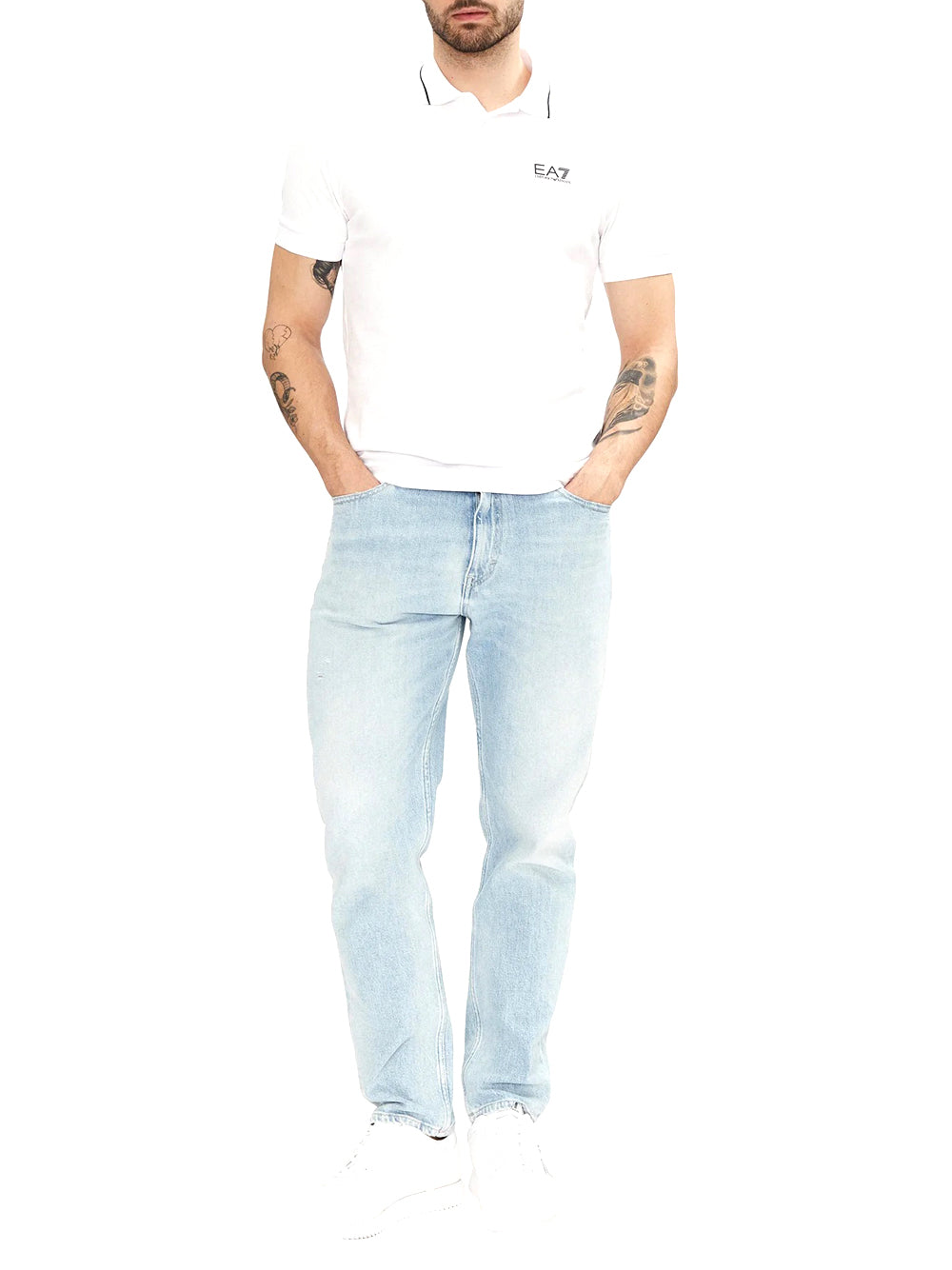 EA7 Ea7 Polo Logo Frontale - Bianco WHITE