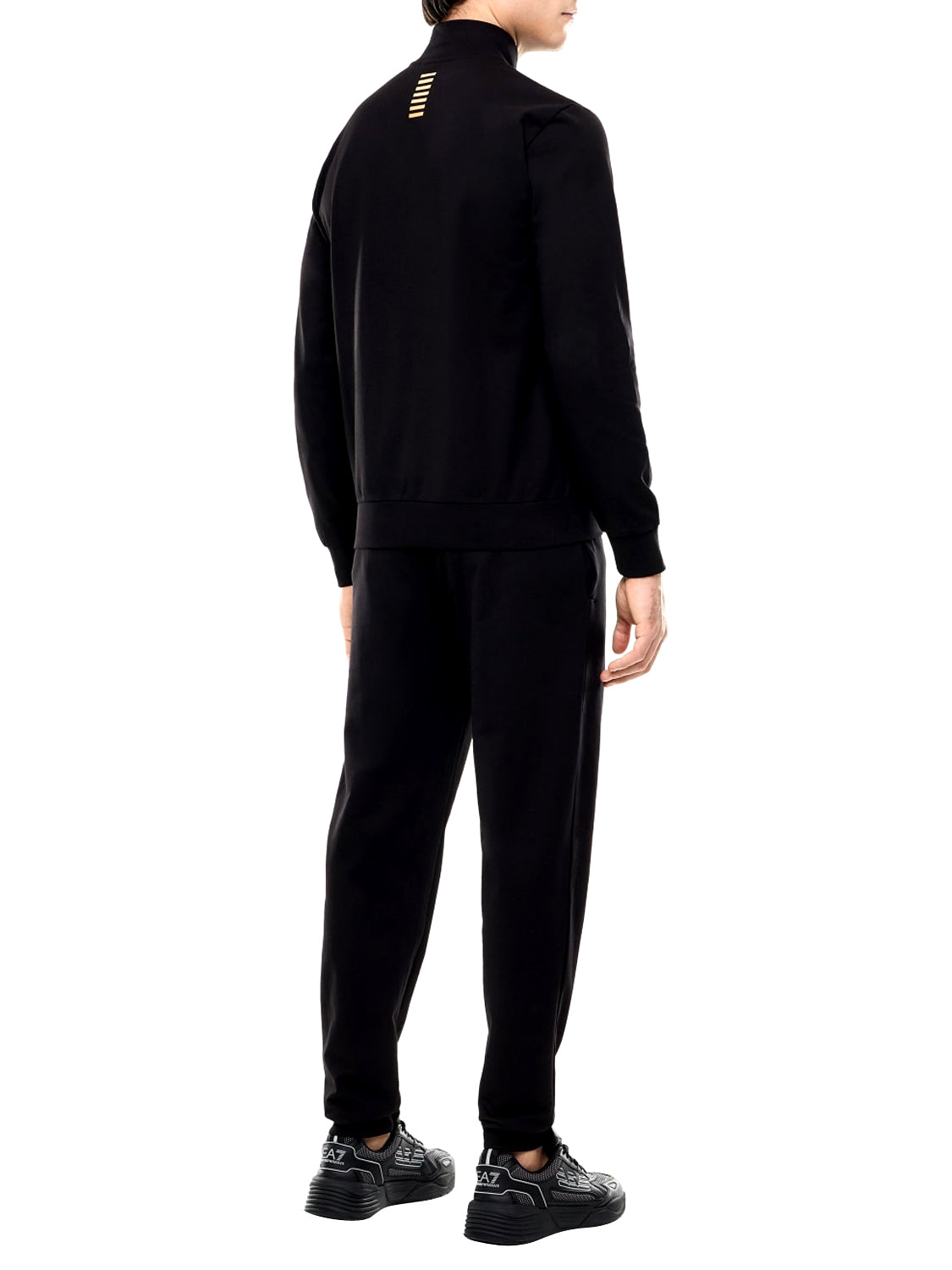 EA7 Tuta In Cotone Con Zip E Collo Montante Core Identity Ea7 - Nero/Oro Nero/oro