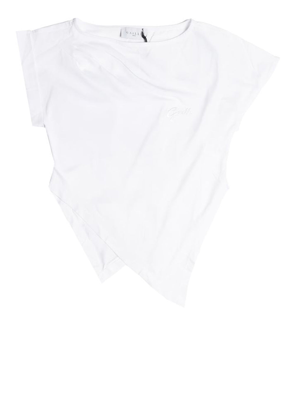 GAELLE PARIS Gaelle Paris T-Shirt Asimmetrica Con Ricamo Lato Cuore Bianco Bianco